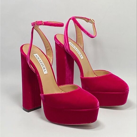 Aquazzura So High Velvet Platform Pumps size 37 - Picture 5 of 10